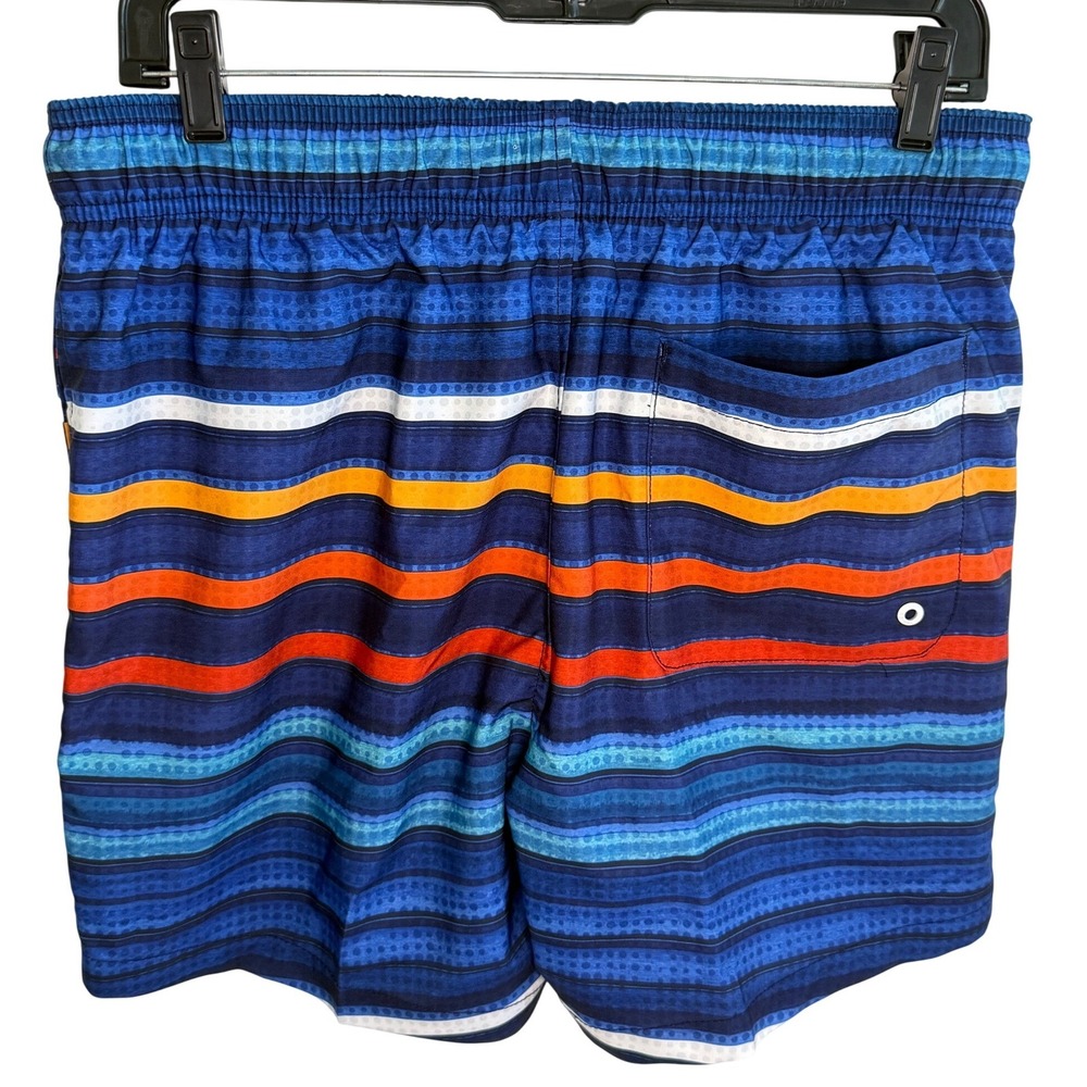 Speedo Men's Blue Striped Swim Trunks Board Shorts Mesh Liner Medium Fast Ship - Picture 2 of 10
